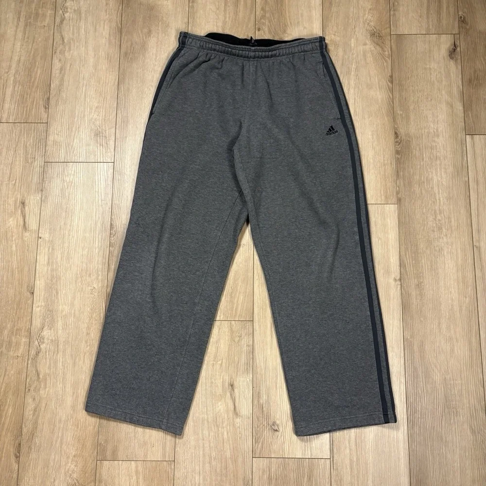 Adidas‎ Fleece Sweatpants Mens M Straight Black Gray Pants Athleisure Streetwear